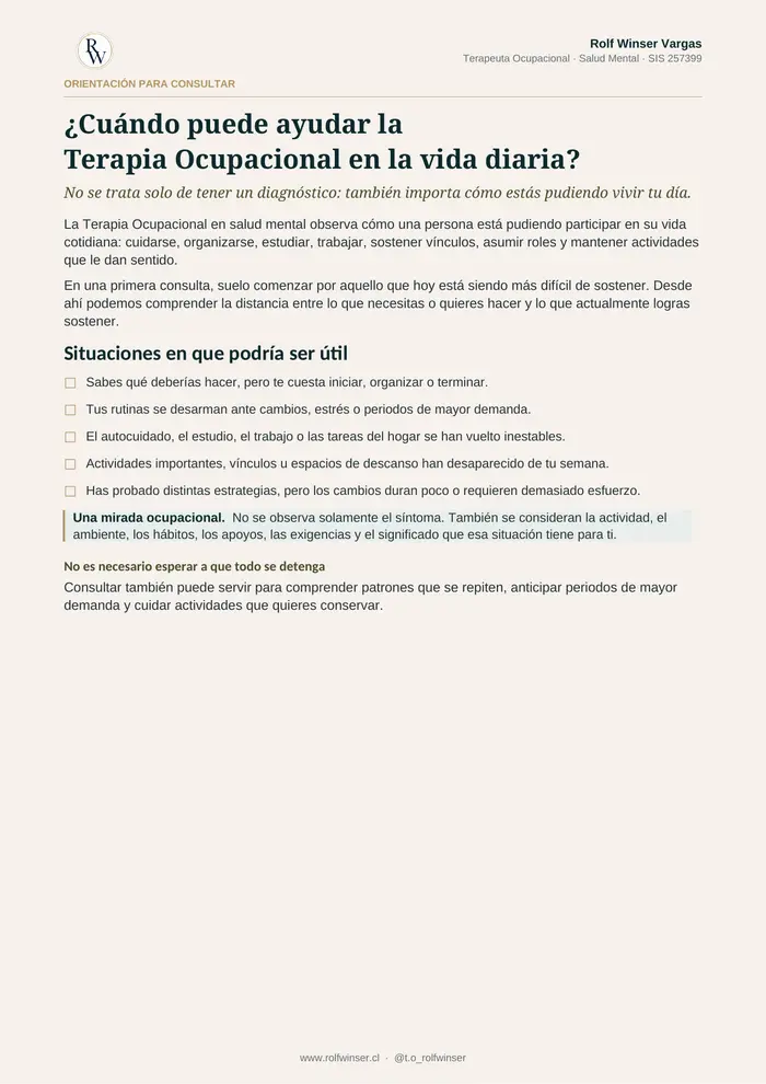 Portada de ¿Cuándo puede ayudar la Terapia Ocupacional?